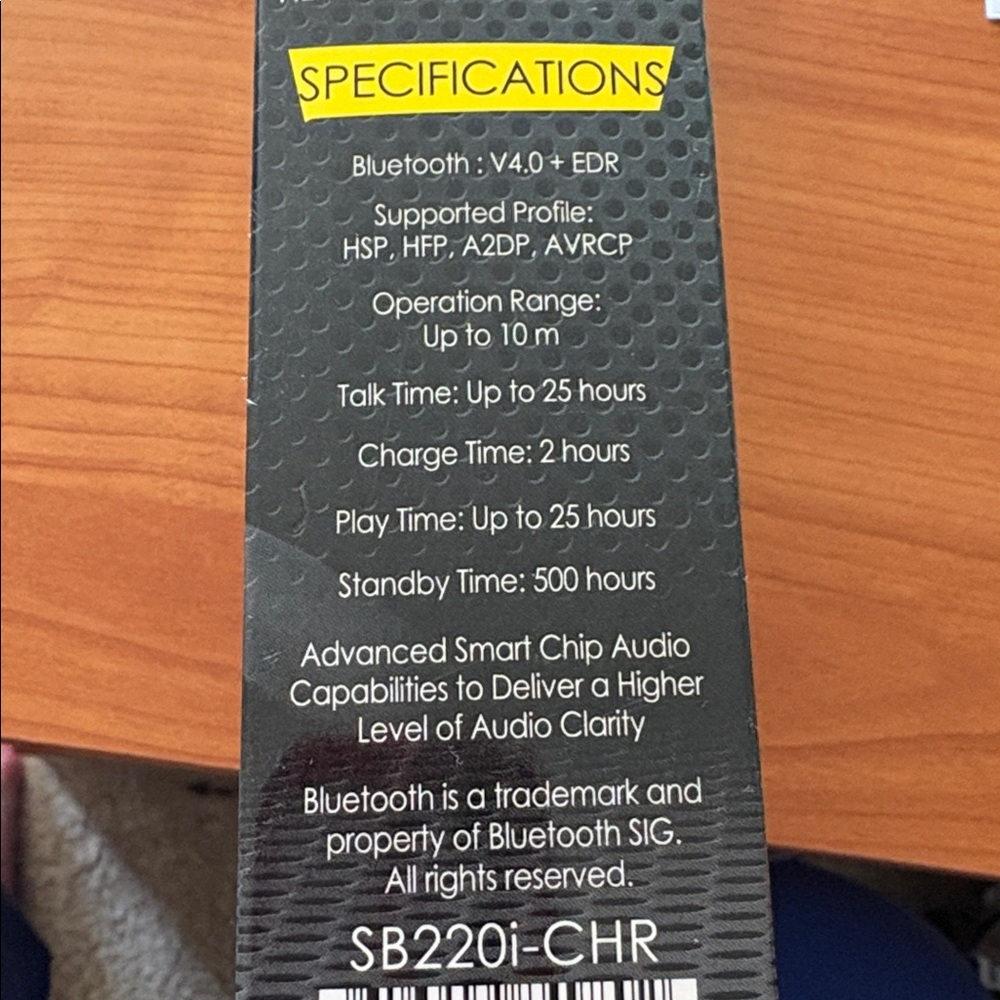 NIB SB220i Wireless Bluetooth Headphones - Black - Picture 2 of 11